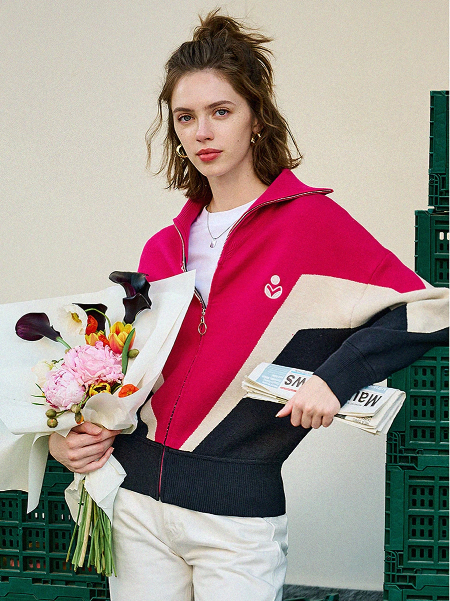 

Embroidery Patchwork Sweater Autumn Winter Woman Long Sleeve Turn Down Collar Zipper Cardigan Casual Chic Femme Sweaters Gilet