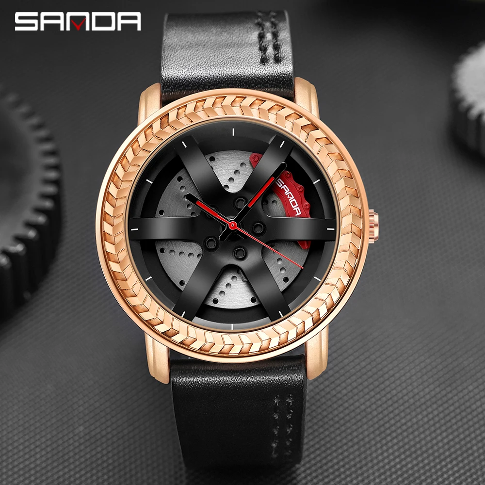 

SANDA Wrist Watch For Men Leather Strap Waterproof Sport Wristwatch Top Essentials Fashion Reloj Swiss Quartz Hollow Wristwatch