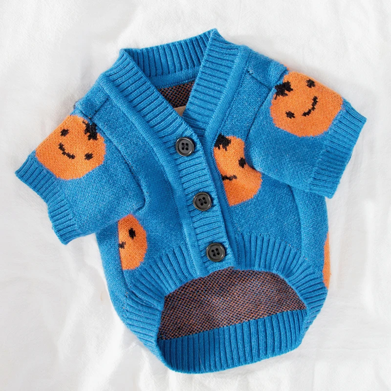 

Тедди Одежда Хэллоуин фестиваль собака свитер для маленьких собак кардиган Тыква Печать джемпер для собаки Померанский Чихуахуа пуловер