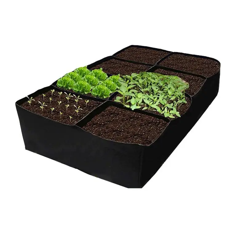 

Rectangle Fabric Garden Bed 128 Gallon Raised Planter Grow Bed With 8 Partition Grids PlantContainer For Vegetable Flower Potato