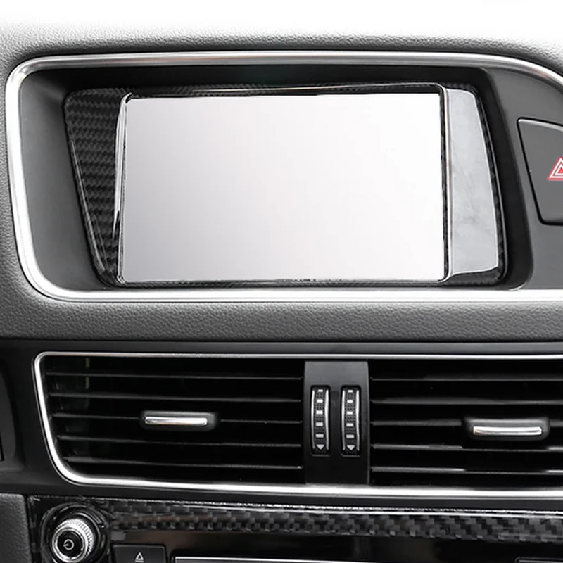 

BJMYCYY for Audi Q5 2009-2018 Car navigation carbon fiber decoration box and warning light button carbon fiber decorative frame