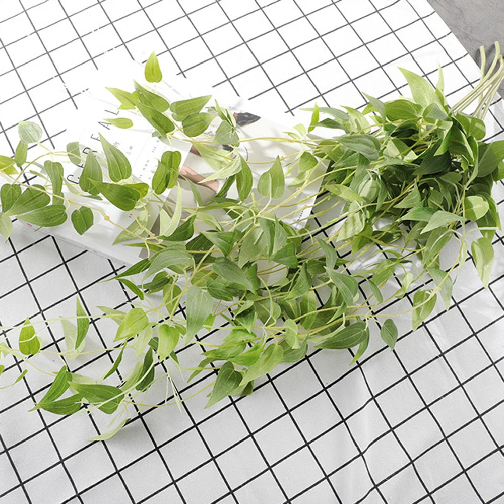 

Artificial Clematis Leaf Vine Fake Weeping Plant Wall Rattan Hanging Home Decor Wedding Shop Background Beauty