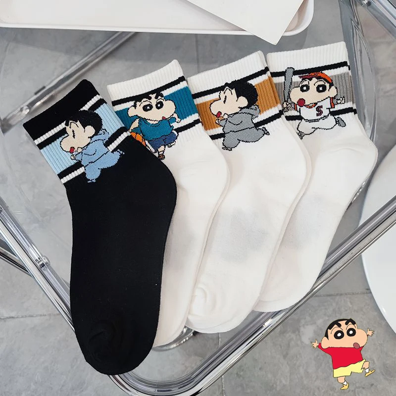 

4 шт. Sanrio Kawaii Crayon Shinchan милые Мультяшные носки Sweet Vintage носки-трубы средней высоты студенческие модные аниме носки подарок для девочки
