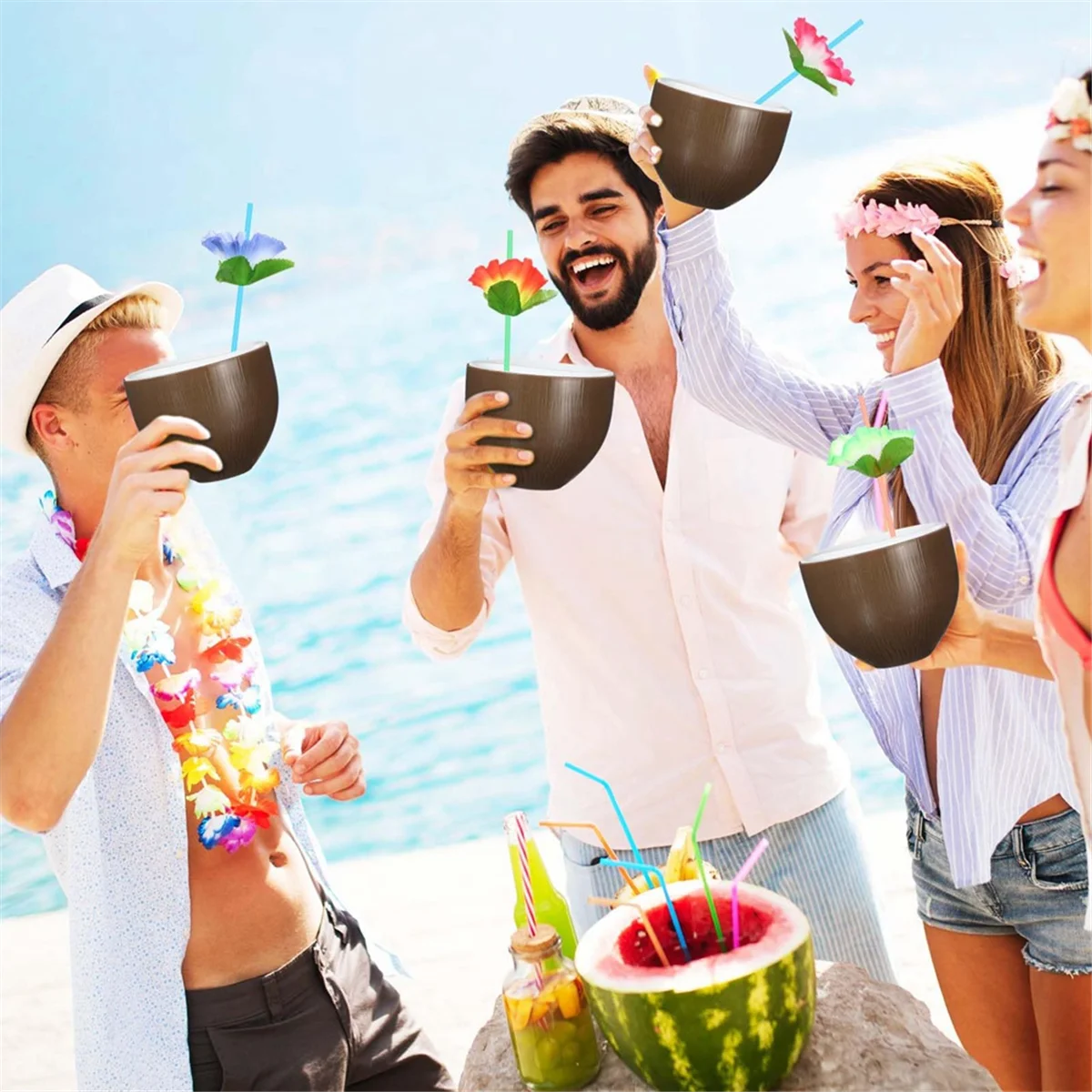 Гавайская летняя чашка для питья с ананасом и кокосом чашки сока в форме клубники