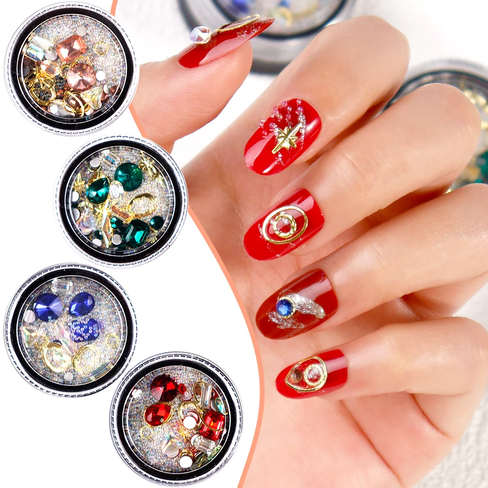

1 Box 3D Nail Rhinestones Series Colorful Nail Art Decoration DIY Design Mini Beads Metal Rivet Nail Accessories