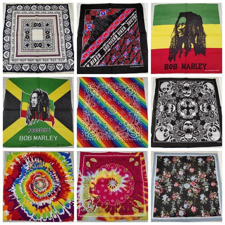 

High quality Headtie Square scarf Unisex Bandana Hip Hop Black Paisley skull scarf Headwear Hair Band Scarf Neck Wrist Wrap Band