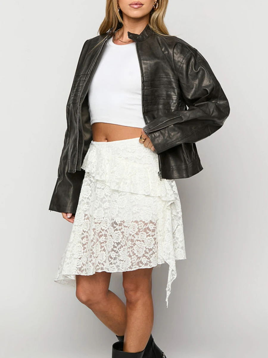 Женские кружевные юбки с цветочным принтом повседневная летняя эластичная юбка