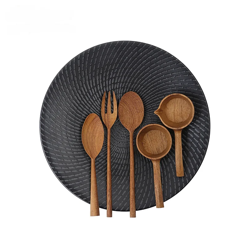 Новинка 2023 столовая посуда ложка из Тикового ореха черного цвета вилка оптовая