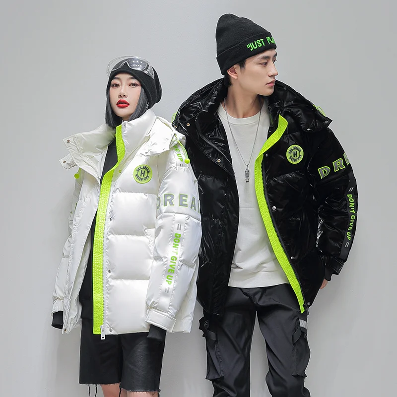 

Trend Down Winter Warm s Hooded Windproof Short Jacket Loose Fashion Men Parka Casual Explosion Couples Coat