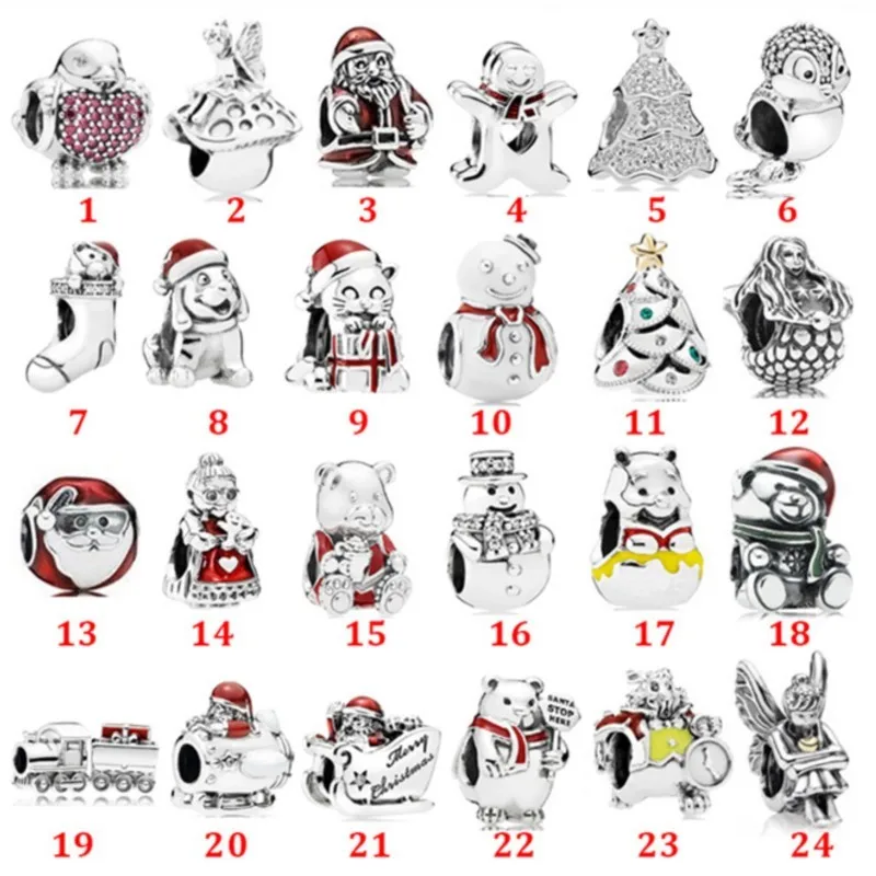 

925 Sterling Silver Christmas Snowman Polar Bear Train Pendant Bead Charm Suitable For Original Pandora Bracelet Jewelry
