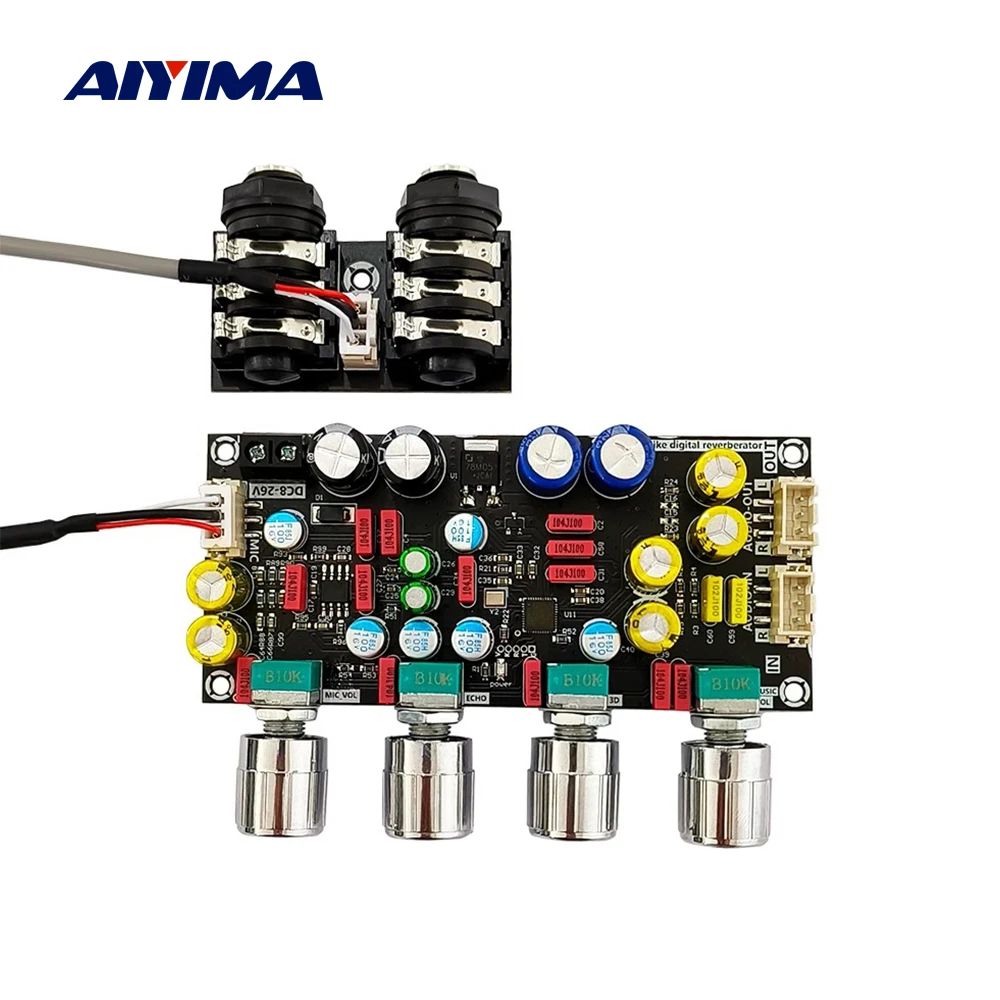 

AIYIMA Microphone Karaoke Reverb Preamp Board K Singing Song ECHO DSP Mixing Volume Tone Preamplifier Anti-Whistle For Amplifier