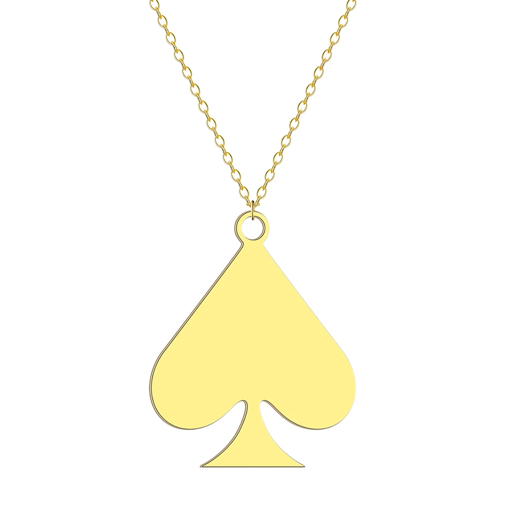 

Stainless Steel Playing Cards Spades Silver Pendant Necklace Women's Simple Jewelry
