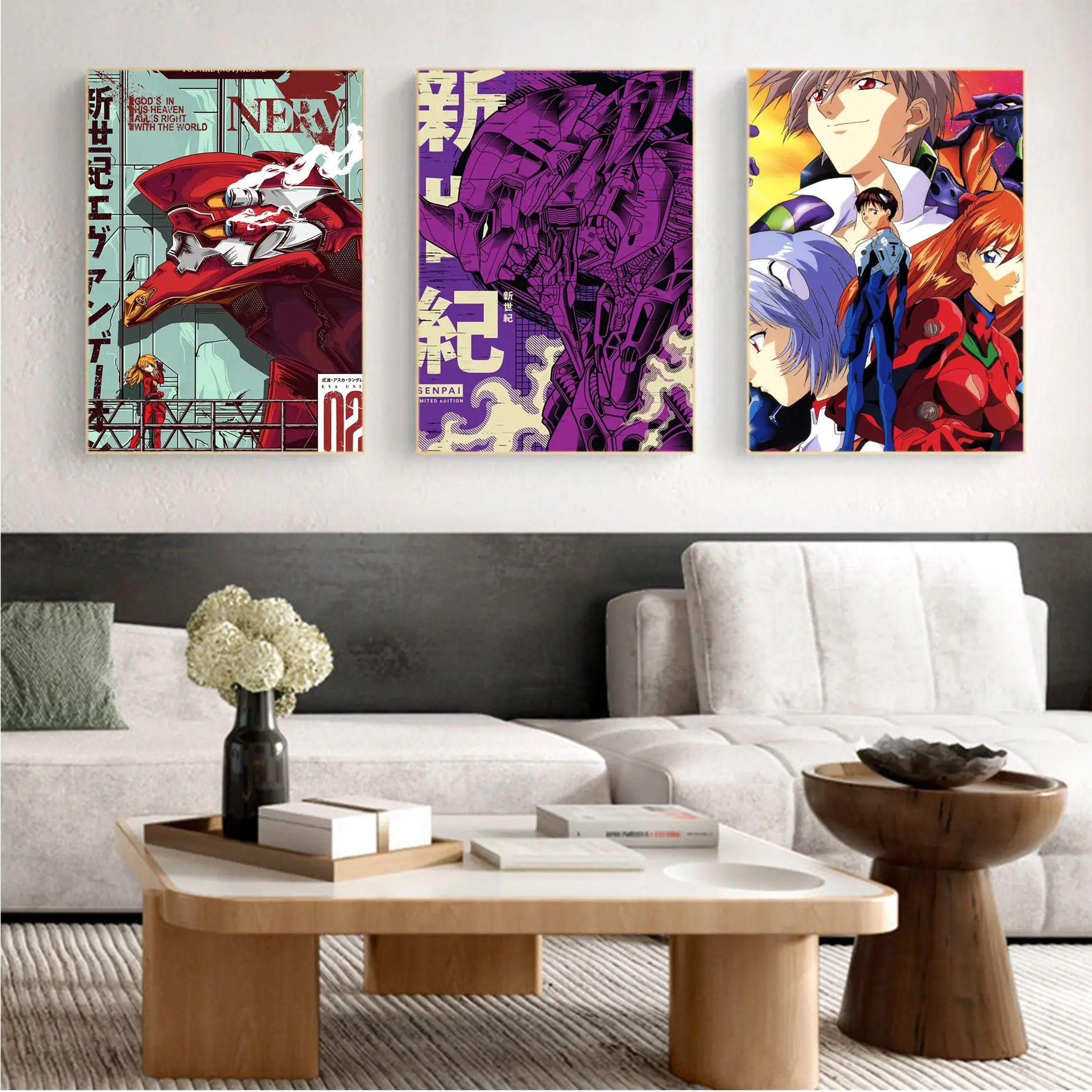 E-Evangelion Anime Whitepaper Poster Whitepaper Sticker DIY Room Bar Cafe Decor Art Wall Stickers