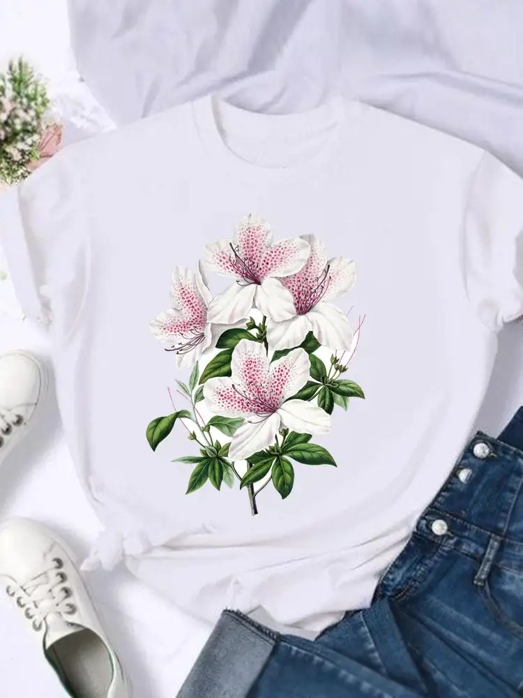 

Women Print Summer T-shirts Clothing Fashion Shirt Female Flower Trend New 90s Graphic T Top Short Sleeve Cartoon Tee T-Shirt