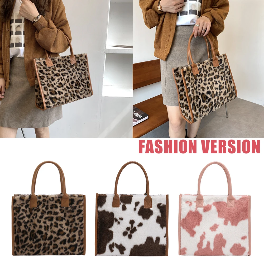 

Женская сумка-тоут из искусственного меха, зимняя сумка-шоппер, женская сумка на плечо, плюшевая женская сумка с высокой емкостью и ручками, ...