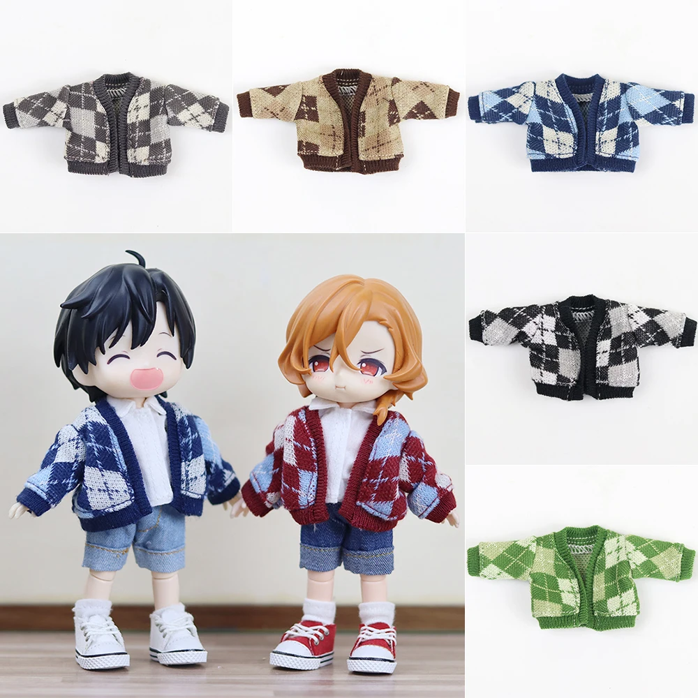 

Ob11 Doll Clothes Sweater Plaid Pattern Cardigan Jacket Vest Shirt For Nendoroids, Gsc, Ymy Body, Ufdoll, Obitsu11, 1/12bjd Doll