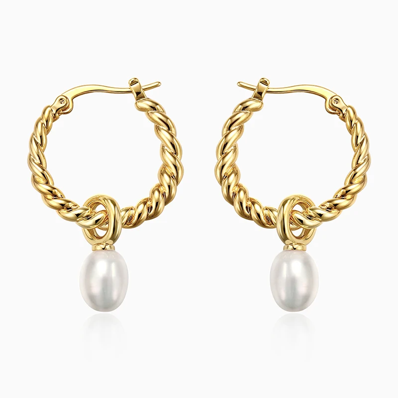 

Baroque Twisted Pearl Earrings Fashion Temperament Circle Ear Jewelry Earrings Female Trend