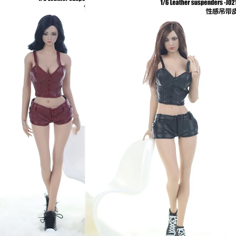 

Женская сексуальная кожаная подтяжка, брюки в масштабе 1/6, женская модель, подходит для 12 дюймовых экшн-фигурок, кукол