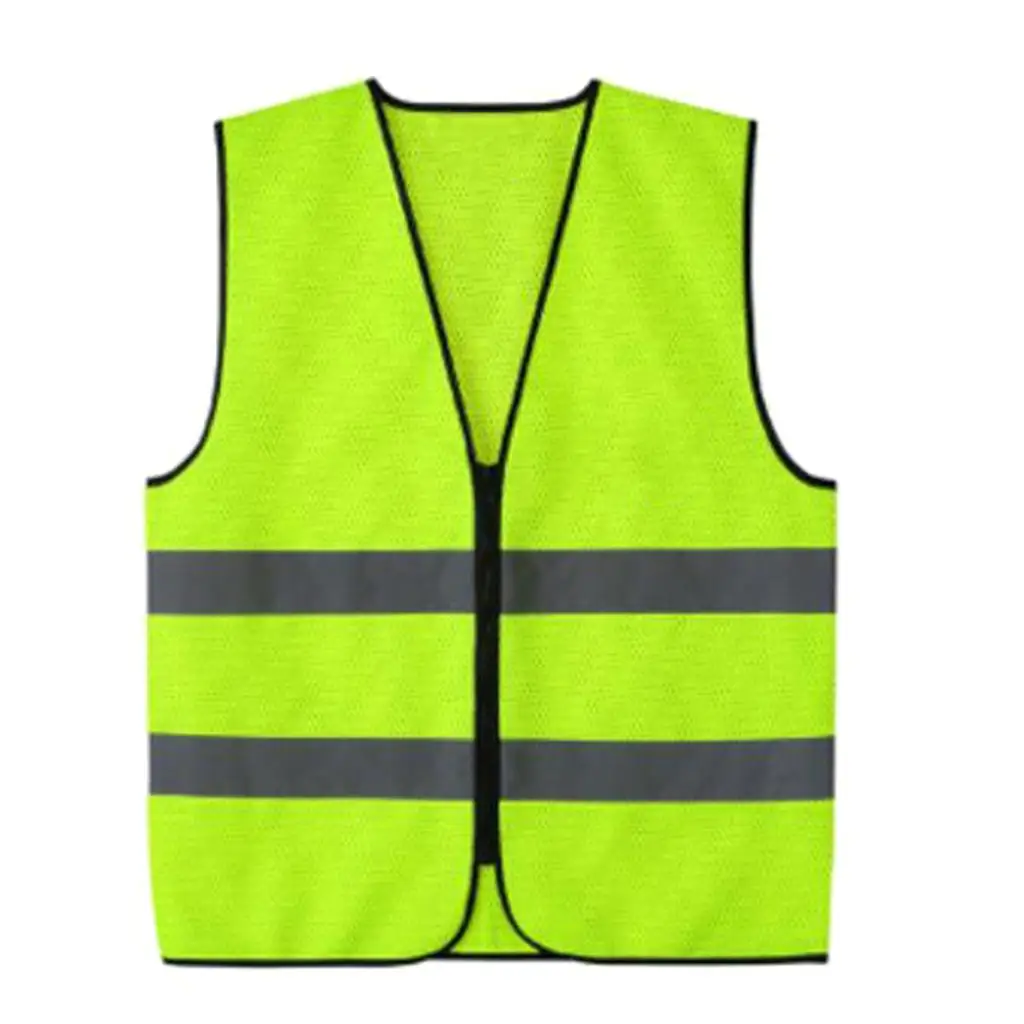 

High Visibility Zipper Safety Vest with Reflective Strips Neon Green/Orange