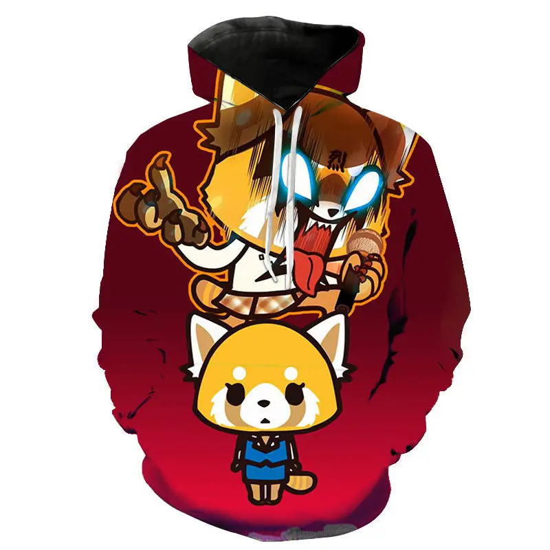 

New Casual Aggretsuko Sweatshirts 3D Printed Men Women Children Hoodies Long Sleeve Pullover Streetwear Boy Girl Kids Cool Jacke