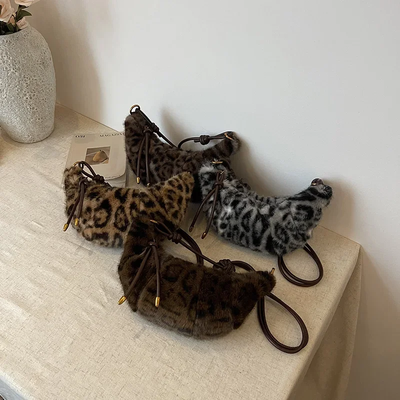 Высококачественные вельветовые женские сумки на плечо с леопардовым принтом и