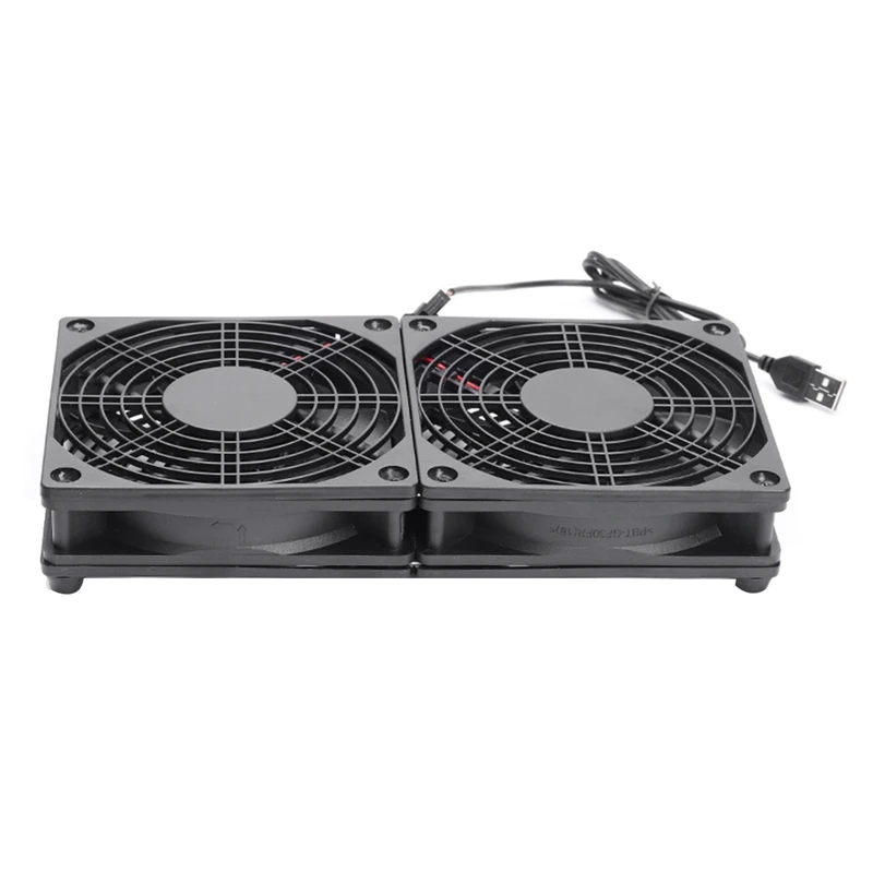 

120Mm 5V USB Powered PC Router Dual Fans With Speed Controller High Airflow Cooling Fan For Router Modem Receiver