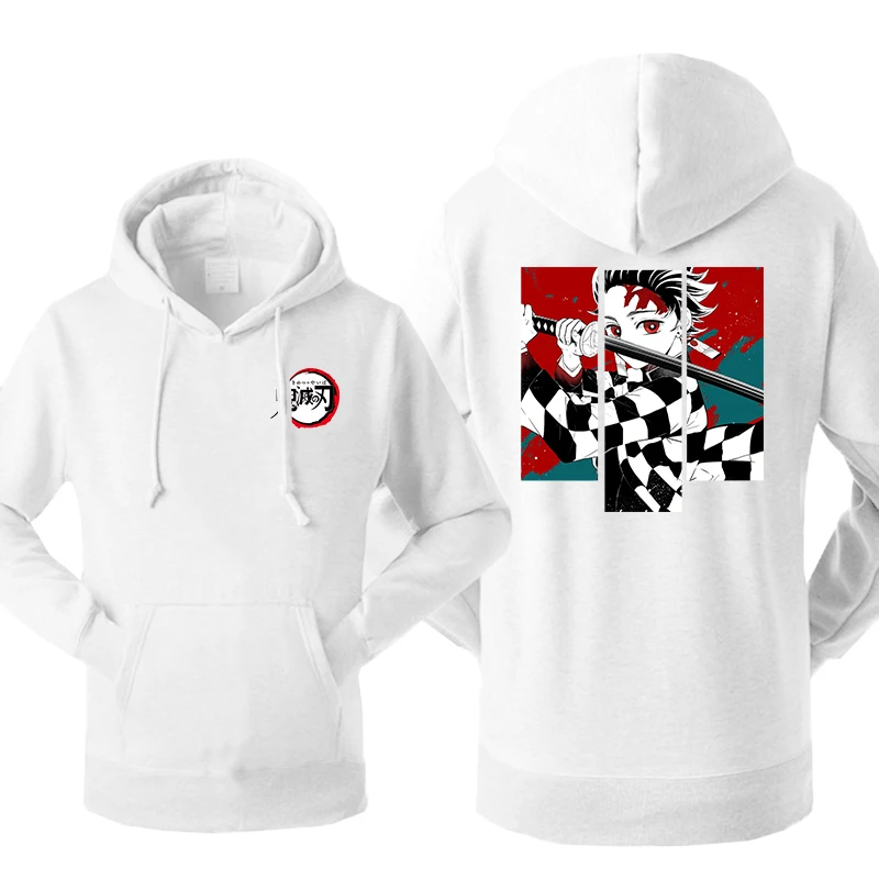 

Anime Demon Slayer Tanjiro Kamado Sweat Hooded Personality Casual Pullover Simple Comfortable Outerwear Fashion Loose Clothesmen