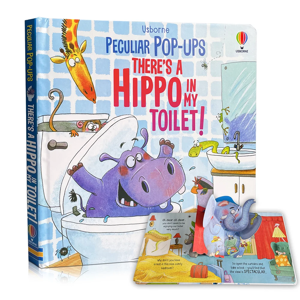 There's A Hippo in My Toilet Usborne Pop-UPS 3D Picture Story Book English Activity Book Bedtime Story Books Kids Learning Toy