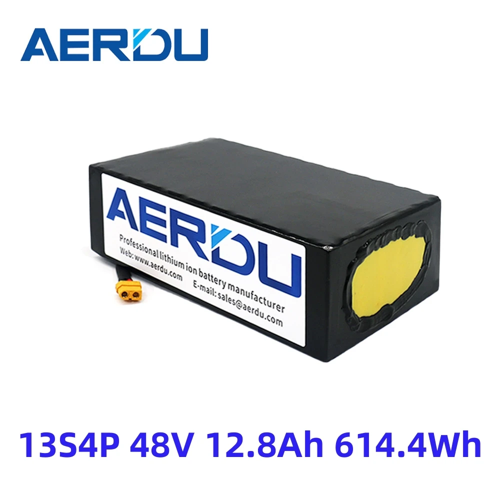 

AERDU 48V 54.6V 12.8Ah 614.4Wh 18650 Lithium Battery Pack for Electroc Bicyle Ebike Scoote Heelchair Golf Cart With 30A BMS MH1