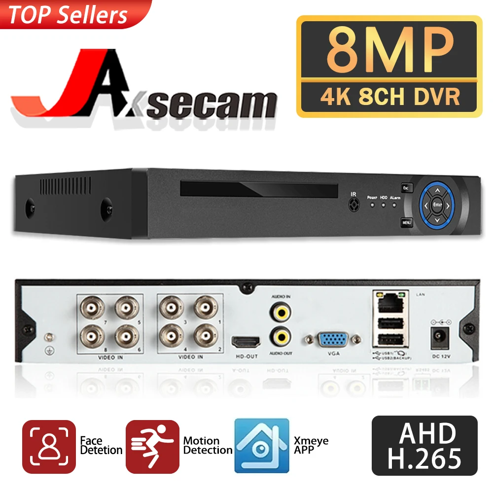 8-канальный 4k Ahd Dvr Гибридный Видеорегистратор Видеонаблюдения 8mp 6-в-1 Для