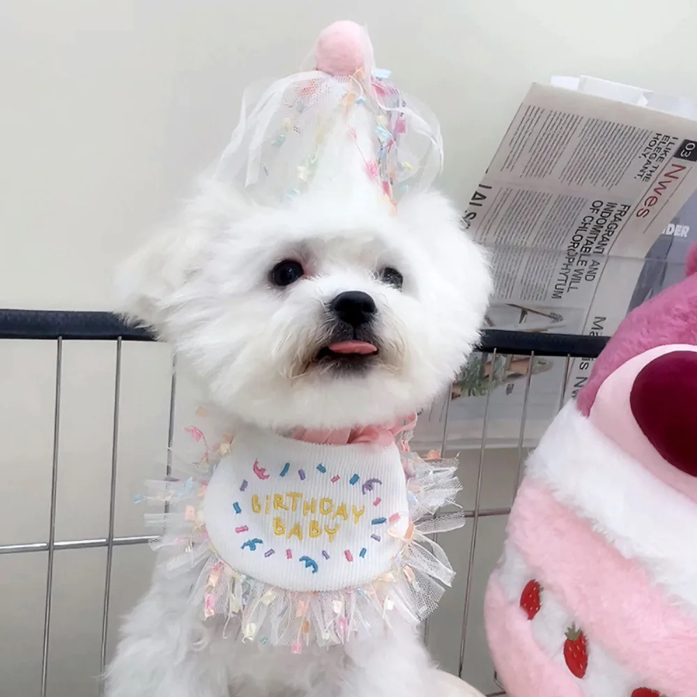 

Нагрудник для маленьких собак на день рождения, слюнявчик, треугольный шарф для кошек, модная дизайнерская шапочка для домашних животных