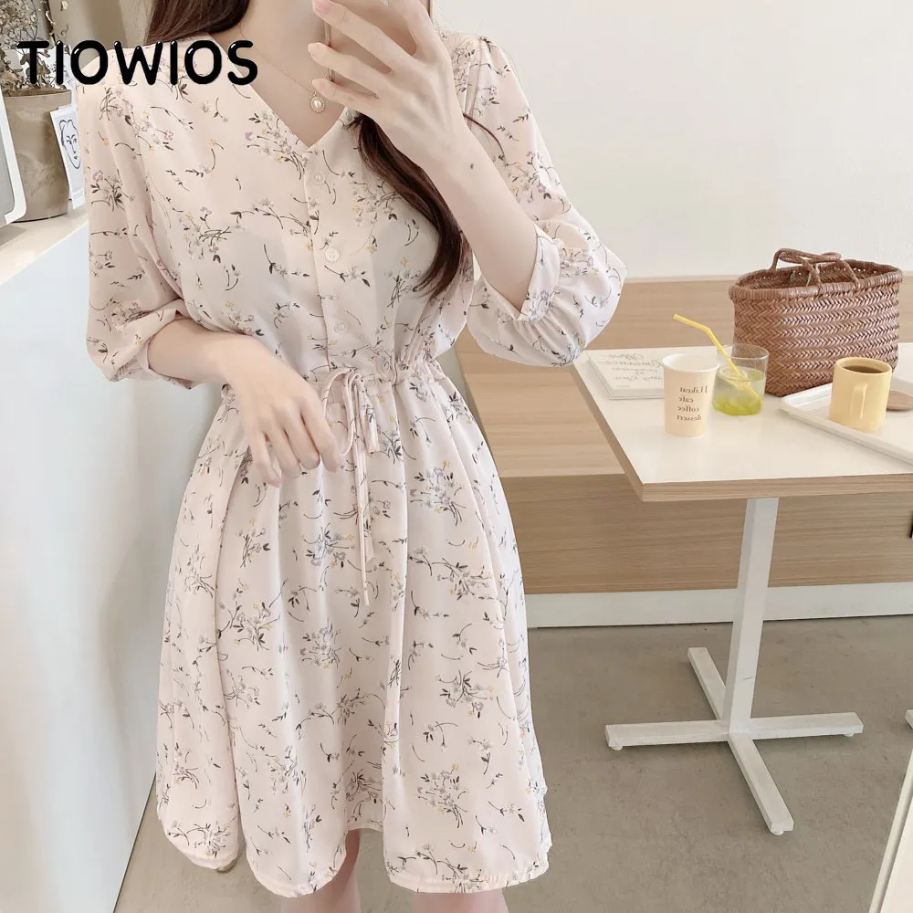 

TIOWIOS Woman Pull-up Waist To Show Skinny Floral Dress