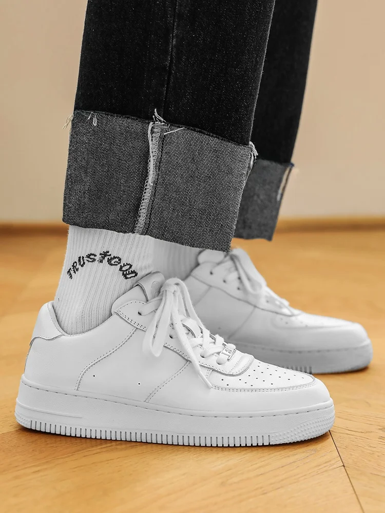 Winter New Extra Large Men's Shoes 45 Casual Student Sports White 47 Genuine Leather Board 48