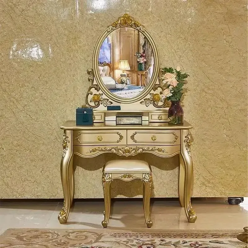 

Органайзер Европейский туалетный столик выдвижной ящик женский Зеркальный туалетный столик роскошный скандинавский туалетный столик мебель для гостиной комнаты