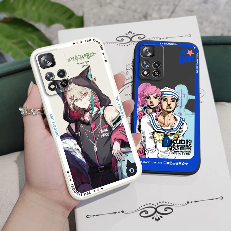 

Phone Case For Xiaomi Redmi Note 11 11S 11T 10S 10 9S 9T 9 8T 8 Pro Plus 5G Anime Jojo Cartoon Poster Liquid Rope Soft Cover