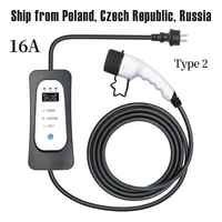 type 2 evse ev charger level 2 16a portable electric vehicle car home charging iec 62196 schuko plug 230v