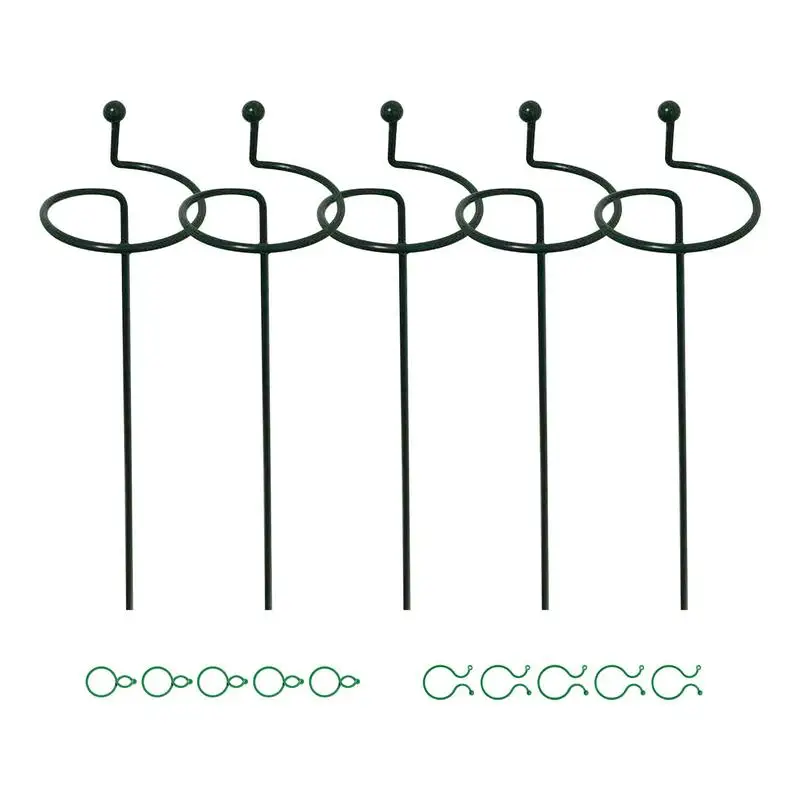 

5-PCS Plant Support Stakes Garden Single Stem Support Stake Plant Cage Support Rings For Amaryllis Tomatoes Orchid Lily Peon