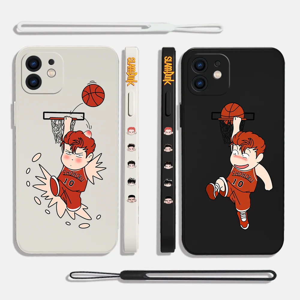 

Japan Anime Slam Dunk Phone Case For Samsung Galaxy S23 S22 S21 S20 Ultra Plus FE S10 4G S9 Note 20 10 9 Plus With Lanyard Cover