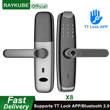 RAYKUBE X8 Biometric Fingerprint Door Lock BT TTlock APP Smart Digital IC Card Electronic Home Security Keyless Entry Access