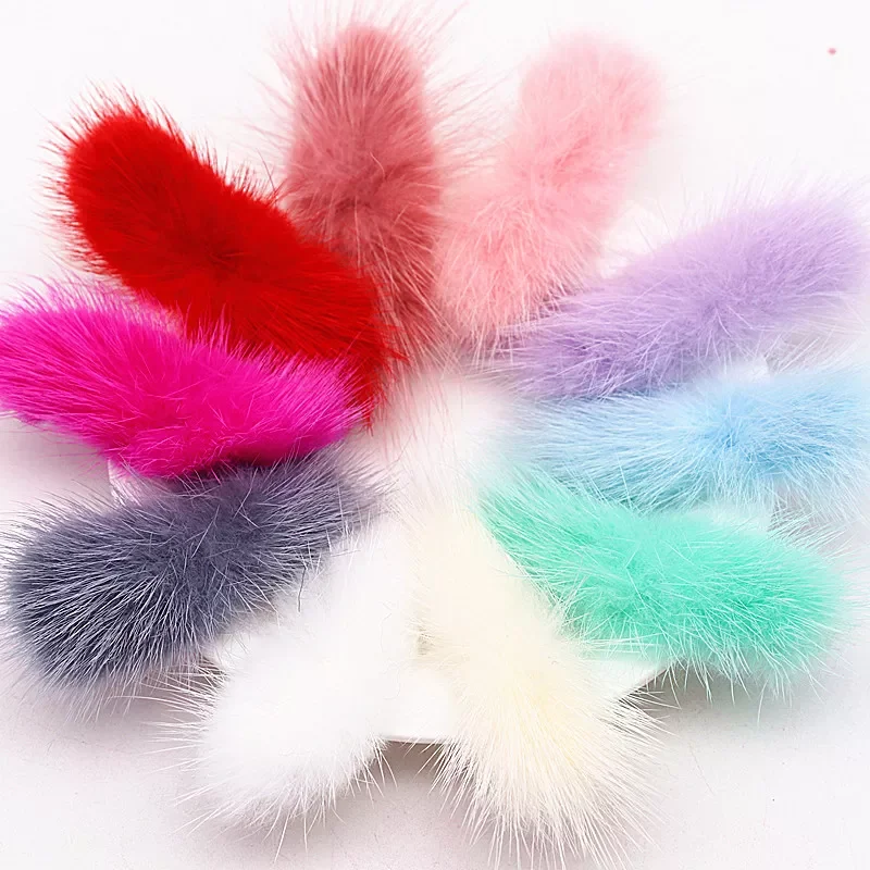 

Mink Pompom Bowknot 2cm*6cm High-Grade Mink Hair Fur Pompon Handmade Bow Sheet DIY Make Bow Tie Accessories Apparel Patch