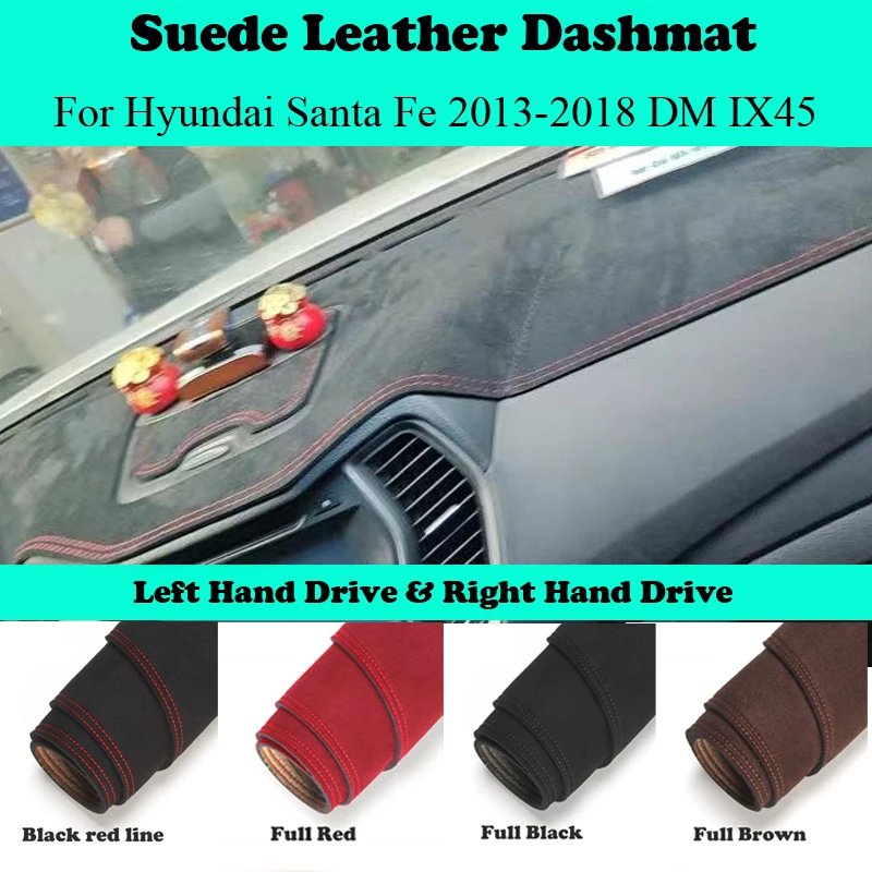 

Ornaments Car-styling Suede Leather Dashmat Dashboard Cover Dash Sunshade Mat For Hyundai Santa Fe 2013 2014 2015-2018 DM IX45