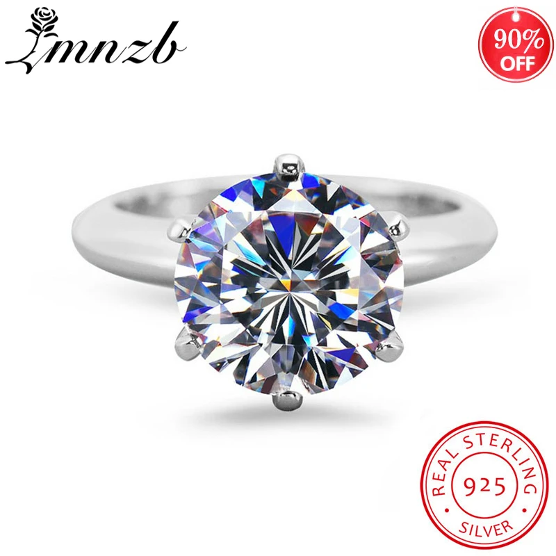 

LMNZB Genuine Tibetan Silver 925 Ring Luxury 1.5ct Zirconia Diamond Ring Wedding Engagement Band Gift Jewelry For Wome R121