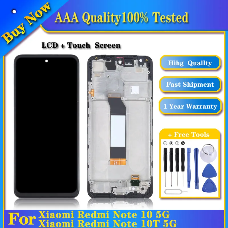 

100% Tested LCD Screen for Xiaomi Redmi Note 10 5G / Redmi Note 10T 5G / Poco M3 Pro 5G Digitizer Full Assembly With Frame