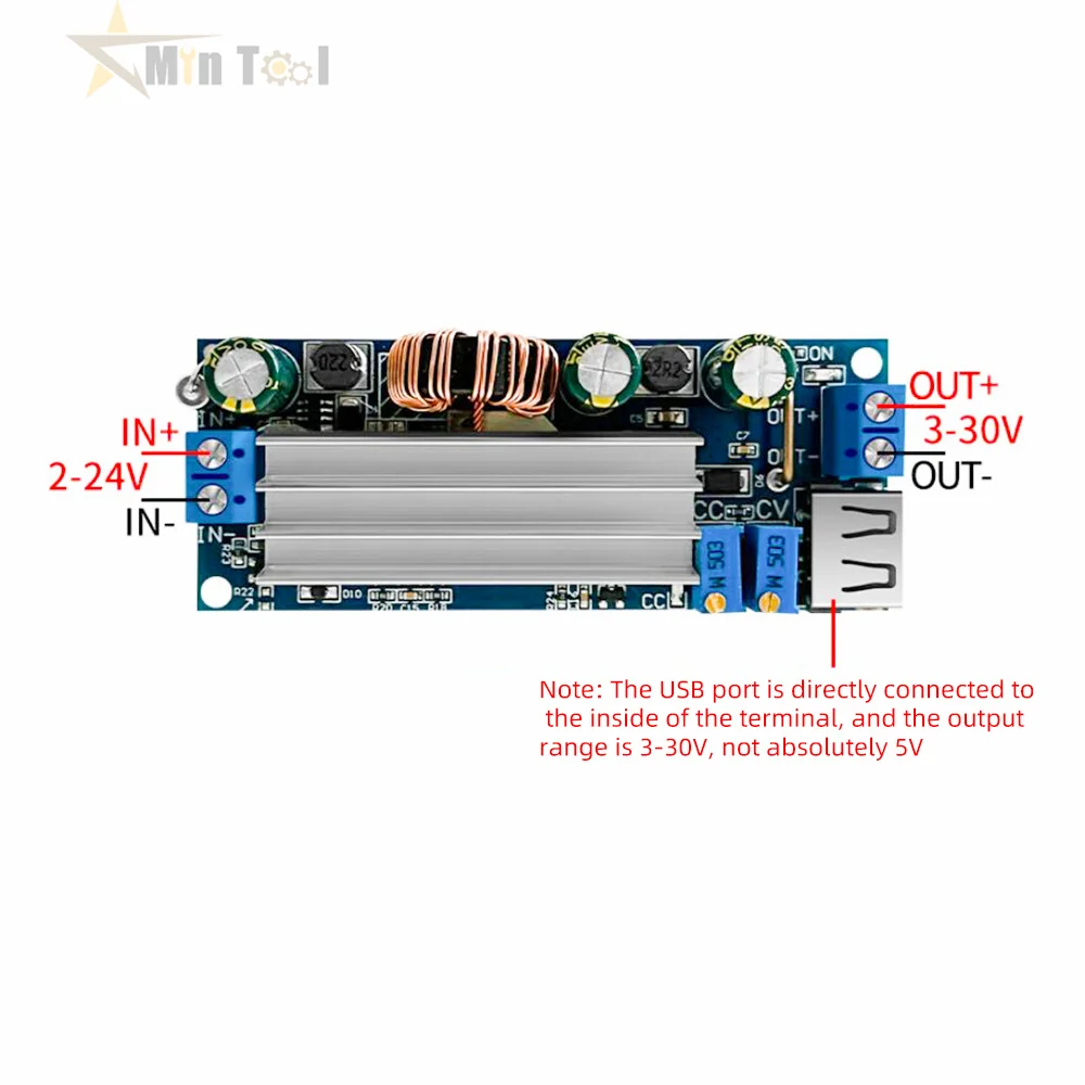 

DC 2~24V 80W USB Interface Boost Converter 80w CC CV Adjustable Regulated Power Supply Accoessories