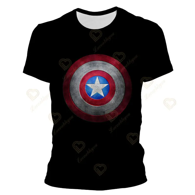 

2023 Fashion New Marvel T Shirt Summer Men Women Short Sleeve Captain America 3D Print T-shirts Retro Male Casual Loose Tops Tee
