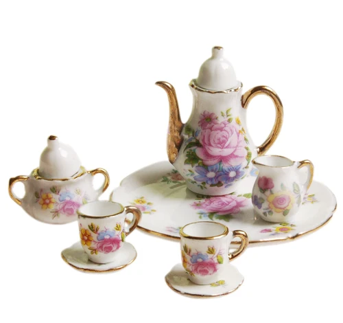

1/12 Miniature Tea Utensils Antique Dollhouse Birthday Gift for