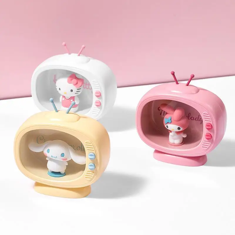 

Kawaii Sanrio Hello Kittys My Melody Cinnamoroll Мини ТВ стиль светодиодный ночник анимация спальня Милая настольная лампа постельное освещение подарки