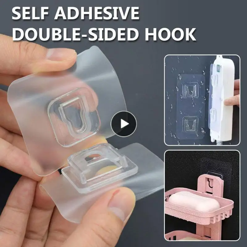 

Двусторонние клейкие настенные крючки, водонепроницаемые самоклеящиеся крючки, многоразовые бесшовные подвесные крючки для кухни и ванной