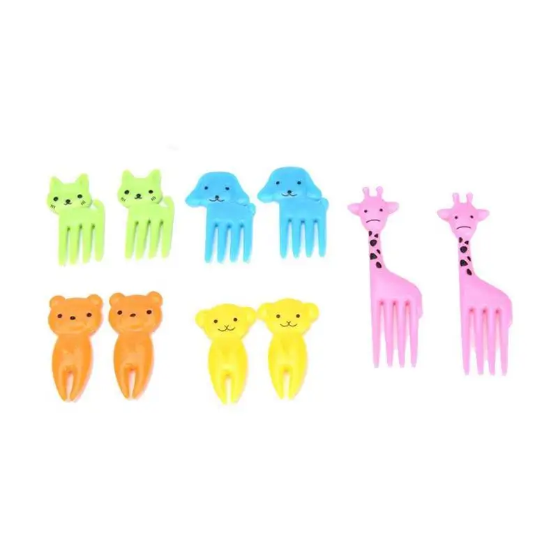 

Novelty Plastic Cartoon Animals Ants Cats Musical Note Shape Food Fruit Fork Picks Set for Party Cake Dessert Bento Accessories