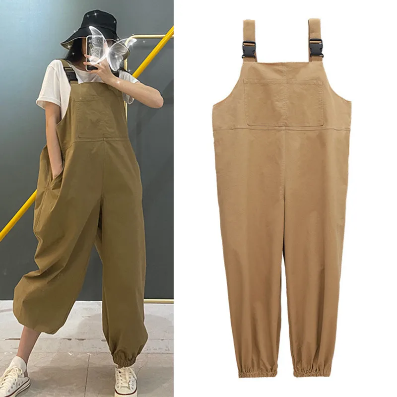 Autumn Women BF Loose Romper Cotton Casual Long Pant One Piece Cloth Jumpsuit Sling Korean Design Female Streetwear